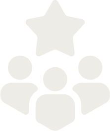 Icon of 3 employees in a group with star above them